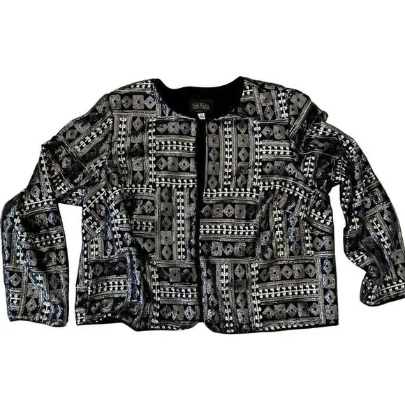 VTG Bob Mackie Wearable Art Black Sequined Jacket Size 18W women's - Picture 5 of 6